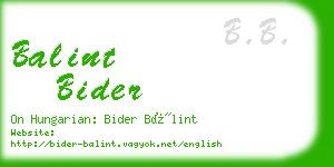 balint bider business card